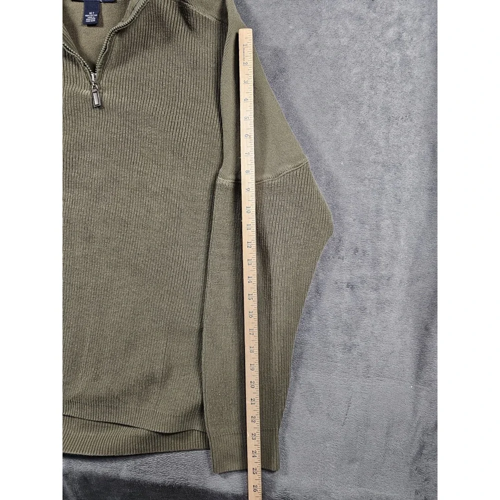 Vintage Duluth Trading Co Cotton Rib Knit 1/4 Zip Sweater XLT Tall Tan Hong Kong